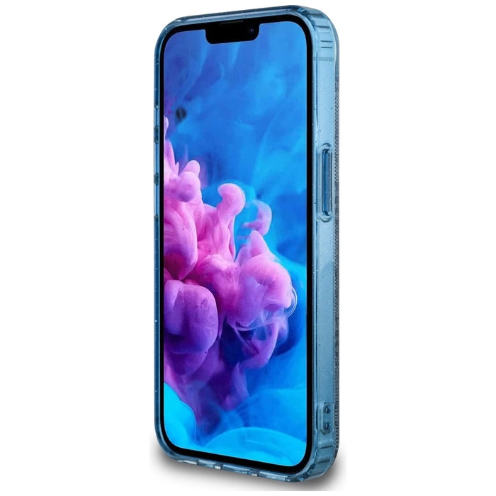 Guess IML Metal Glitter 4G Circle Triangle MagSafe Case for iPhone 16e - Blue