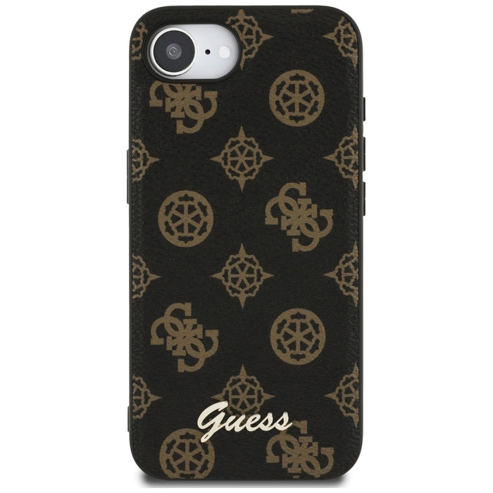Guess Peony Script Logo MagSafe iPhone 16e Case Black