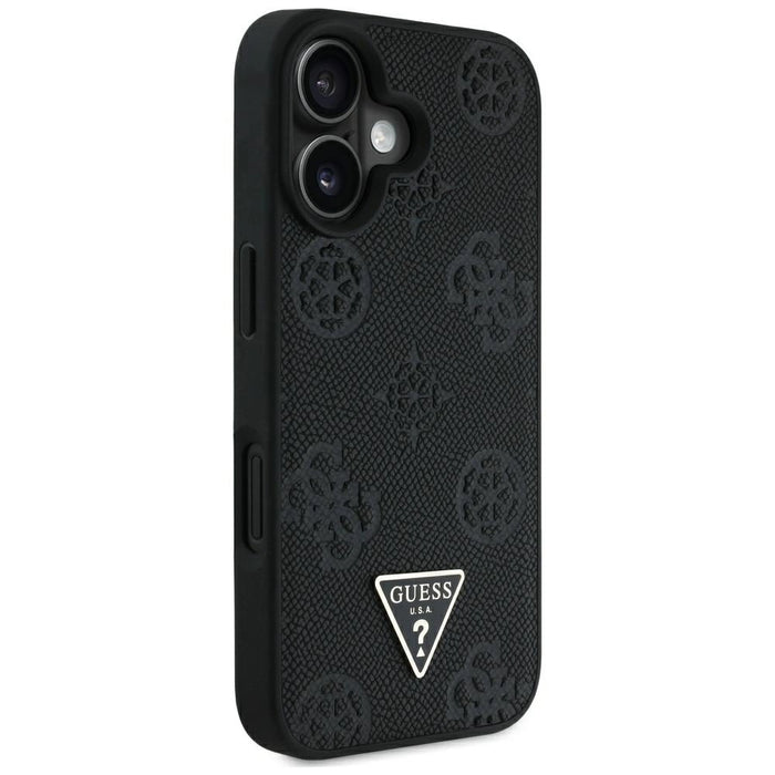 Guess Grained Hot Stamp Peony Triangle Logo MagSafe Case for iPhone 16 - Black