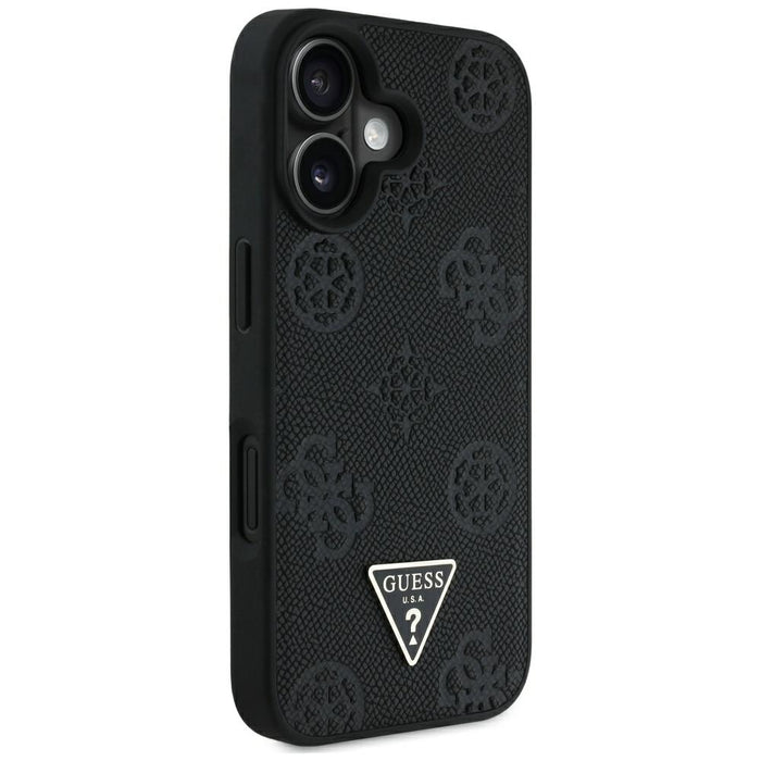 Guess Grained Hot Stamp Peony Triangle Logo MagSafe Case for iPhone 16 - Black