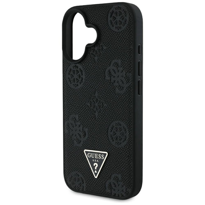 Guess Grained Hot Stamp Peony Triangle Logo MagSafe Case for iPhone 16 - Black