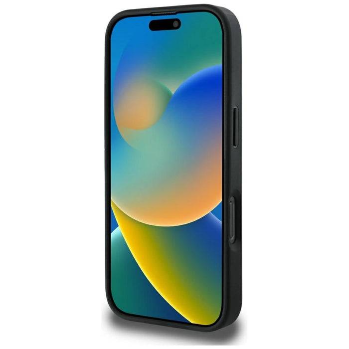 Guess Grained Hot Stamp Peony Triangle Logo MagSafe Case for iPhone 16 Pro Max - Black