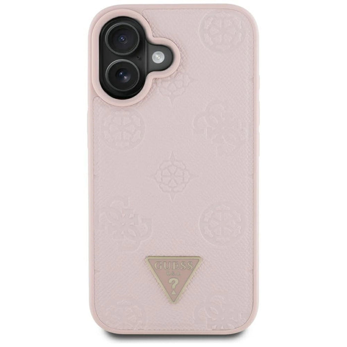 Guess Grained Hot Stamp Peony Triangle Logo MagSafe iPhone 16 Case - Pink
