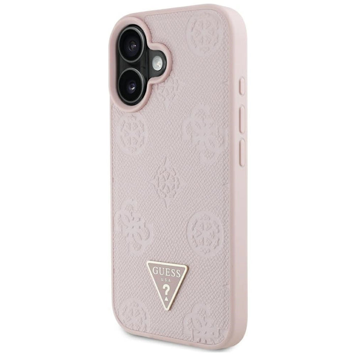Guess Grained Hot Stamp Peony Triangle Logo MagSafe iPhone 16 Case - Pink