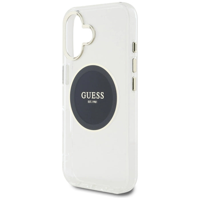 Guess IML Metal Colored Circle Classic Logo MagSafe case for iPhone 16 - black