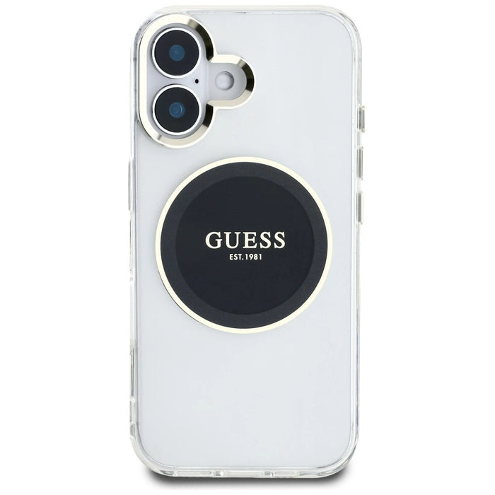 Guess IML Metal Colored Circle Classic Logo MagSafe case for iPhone 16 - black