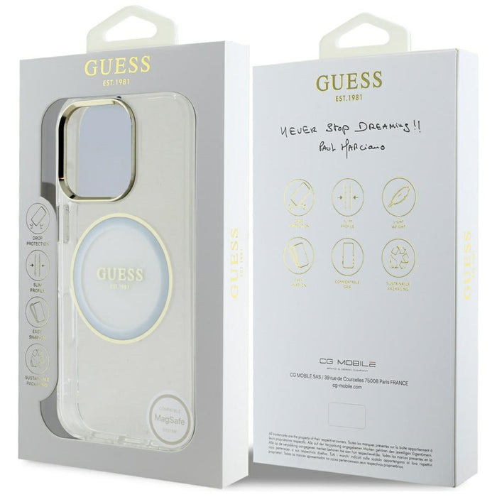 Guess IML Metal Colored Circle Classic Logo MagSafe case for iPhone 16 Pro - white