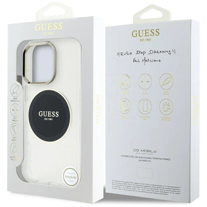 Guess IML Metal Colored Circle Classic Logo MagSafe case for iPhone 16 Pro - black