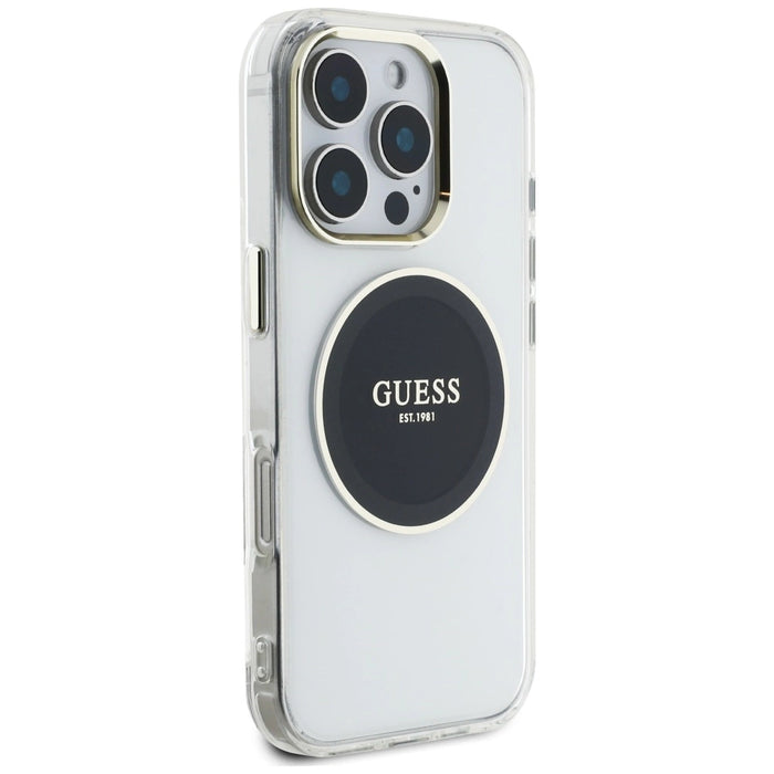Guess IML Metal Colored Circle Classic Logo MagSafe case for iPhone 16 Pro - black