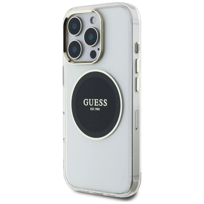 Guess IML Metal Colored Circle Classic Logo MagSafe case for iPhone 16 Pro - black