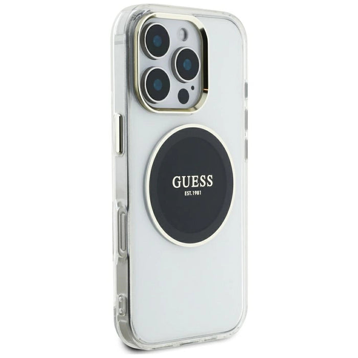 Guess IML Metal Colored Circle Classic Logo MagSafe Case for iPhone 16 Pro Max - Black