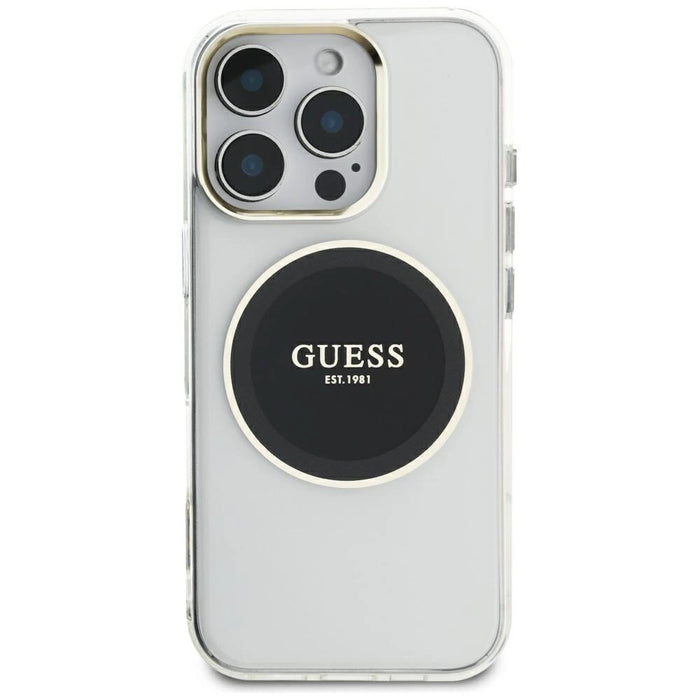 Guess IML Metal Colored Circle Classic Logo MagSafe Case for iPhone 16 Pro Max - Black