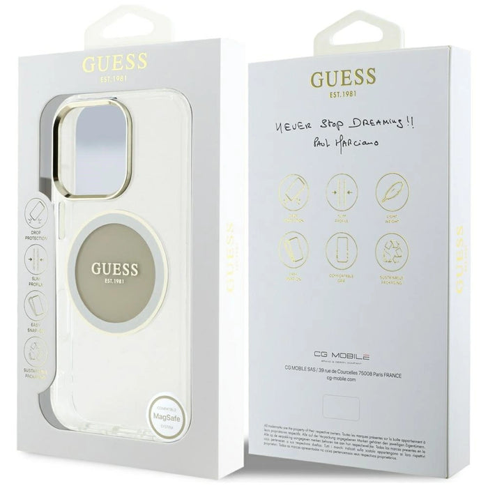 Guess IML Metal Colored Circle Classic Logo MagSafe case for iPhone 16 Pro Max - gray