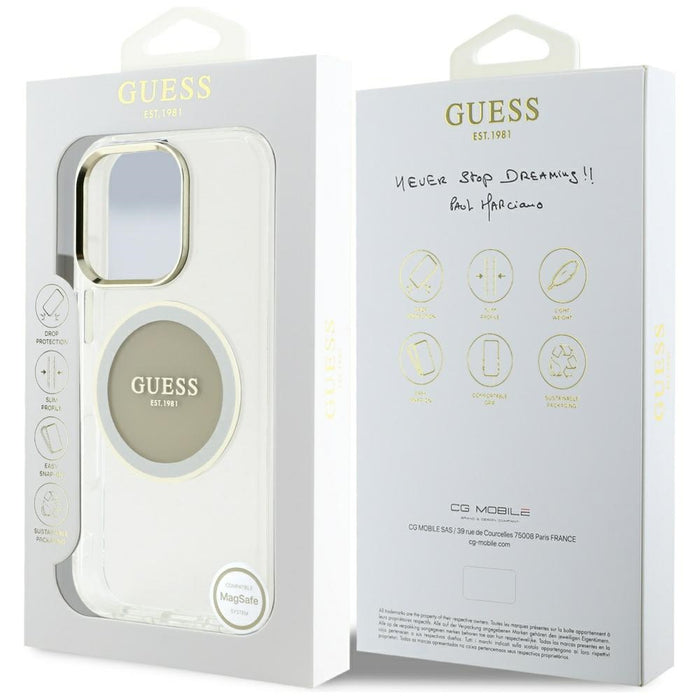 Guess IML Metal Colored Circle Classic Logo MagSafe case for iPhone 16 Pro - gray