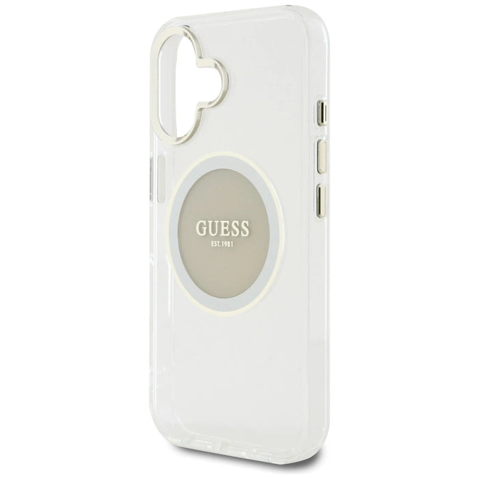 Guess IML Metal Colored Circle Classic Logo MagSafe case for iPhone 16 - gray