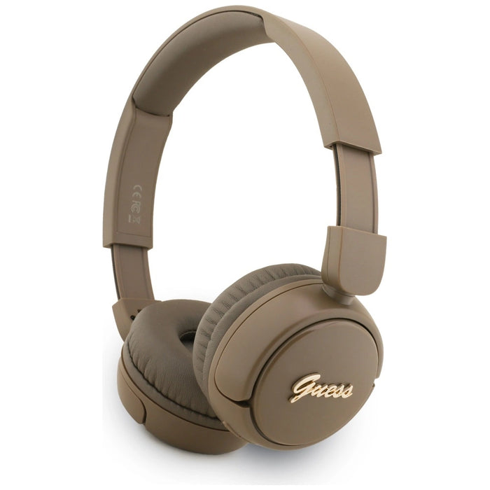 Guess Metal Logo Script Over-Ear Headphones - Brown