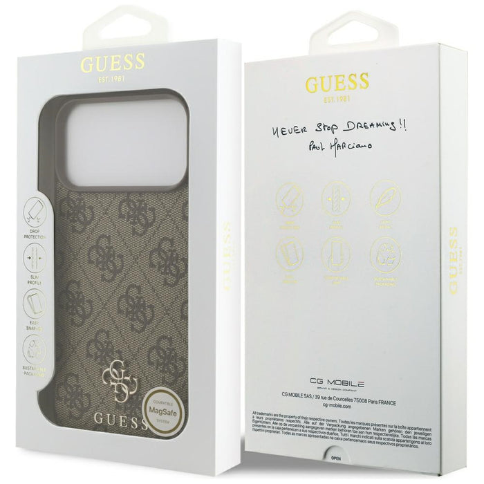 Guess 4G Small Classic Logo MagSafe Case for iPhone 17 Pro Max - Brown
