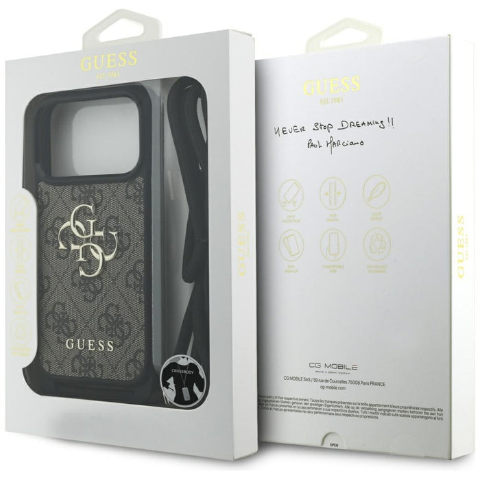 Guess 4G Big Logo Cord Stap Crossbody Case for iPhone 17 Pro - Brown