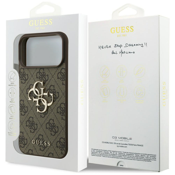 Guess 4G Big Logo Case for iPhone 17 Pro Max - Brown