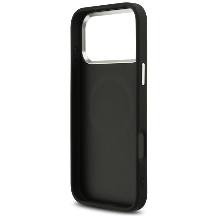 Guess Glitter Triangle Logo MagSafe Case for iPhone 17 Pro Max - Black