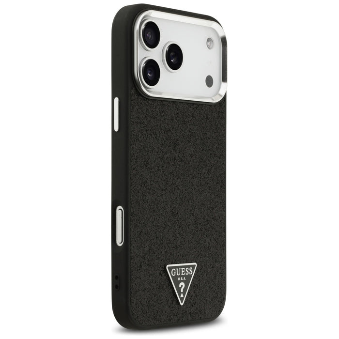 Guess Glitter Triangle Logo MagSafe Case for iPhone 17 Pro Max - Black