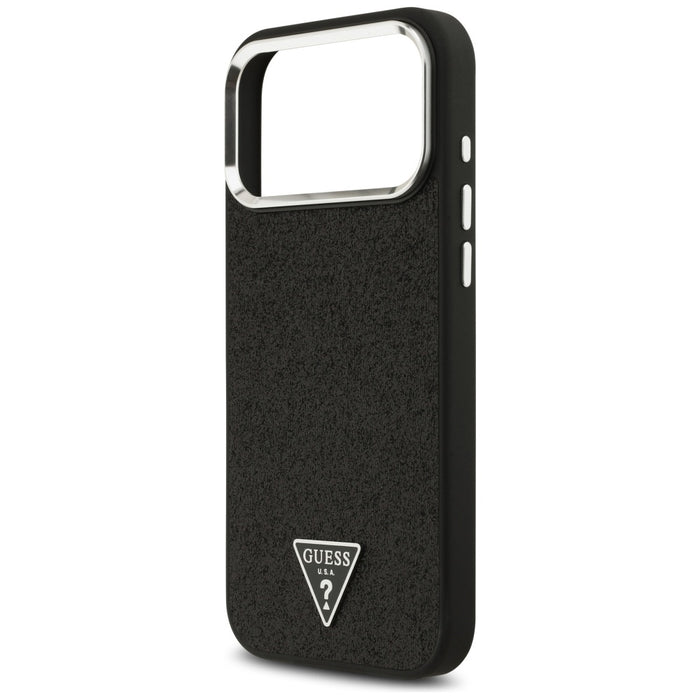 Guess Glitter Triangle Logo MagSafe Case for iPhone 17 Pro Max - Black