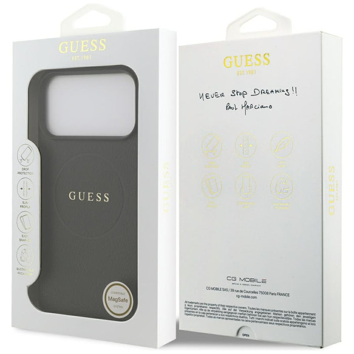 Guess Grained Ring MagSafe case for iPhone 17 Pro Max - black
