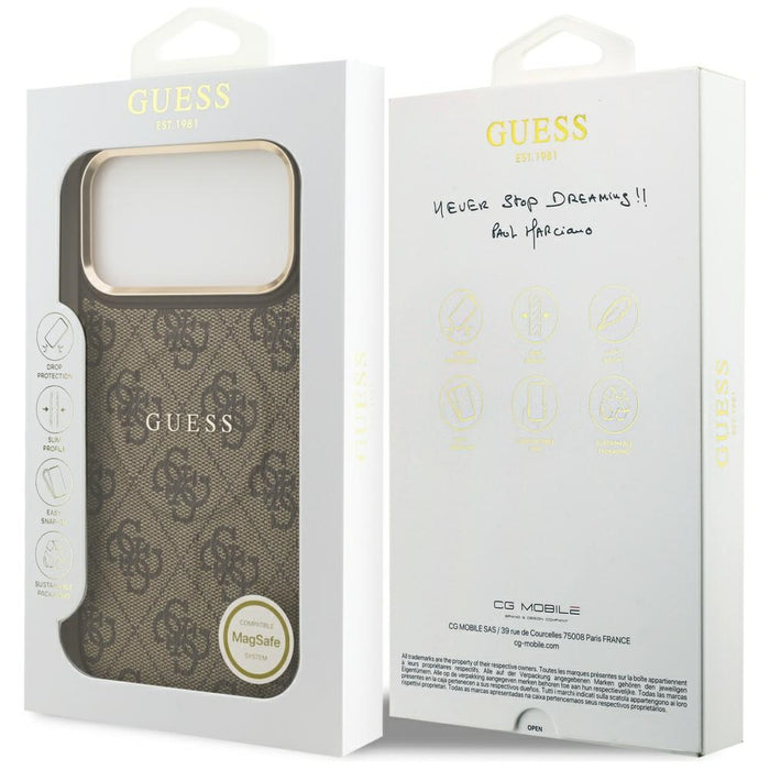 Guess 4G PU Classic Logo MagSafe Case for iPhone 17 Pro Max - Brown