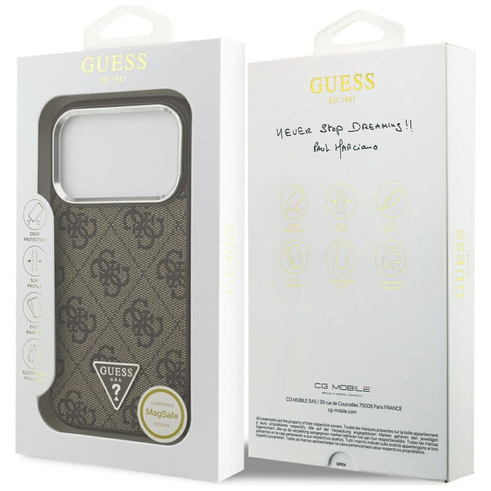 Guess 4G Triangle Logo MagSafe case for iPhone 17 Pro - brown