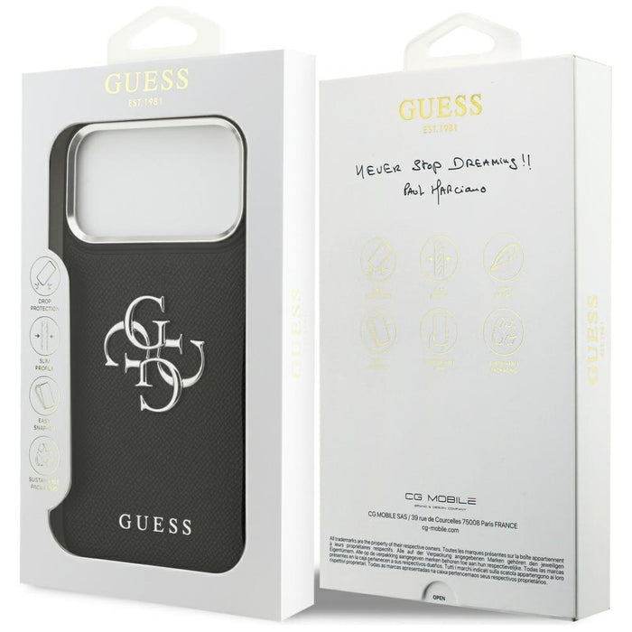 Guess Grained Big 4G Classic Logo case for iPhone 17 Pro Max - black