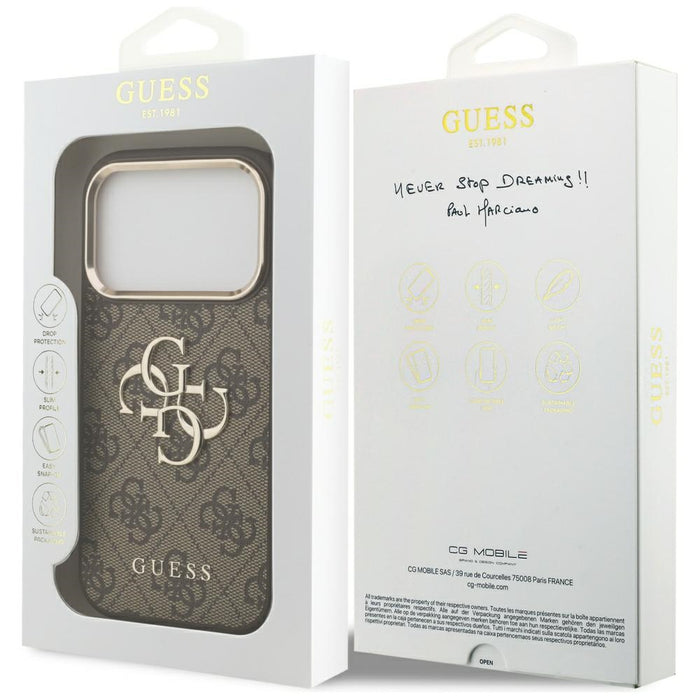 Guess 4G Big 4G Classic Logo Case for iPhone 17 Pro - Brown and Gold