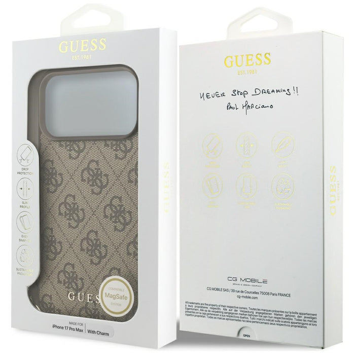 Guess 4G Charms Collection MagSafe case for iPhone 17 Pro Max - brown