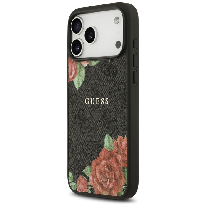Guess 4G Flowers Print MagSafe case for iPhone 17 Pro - black