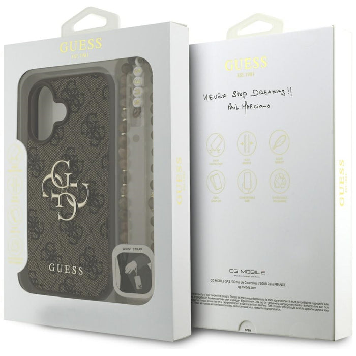 Guess 4G Strap 4G Classic Logo Case for iPhone 16 - Brown