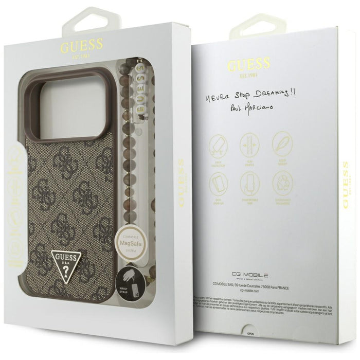 Guess 4G Strap Triangle Logo MagSafe case for iPhone 17 Pro - brown