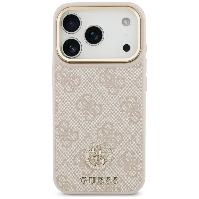 Guess 4G Strass Logo &amp; Big Strap Metal Buttons MagSafe Case for iPhone 17 Pro - Pink