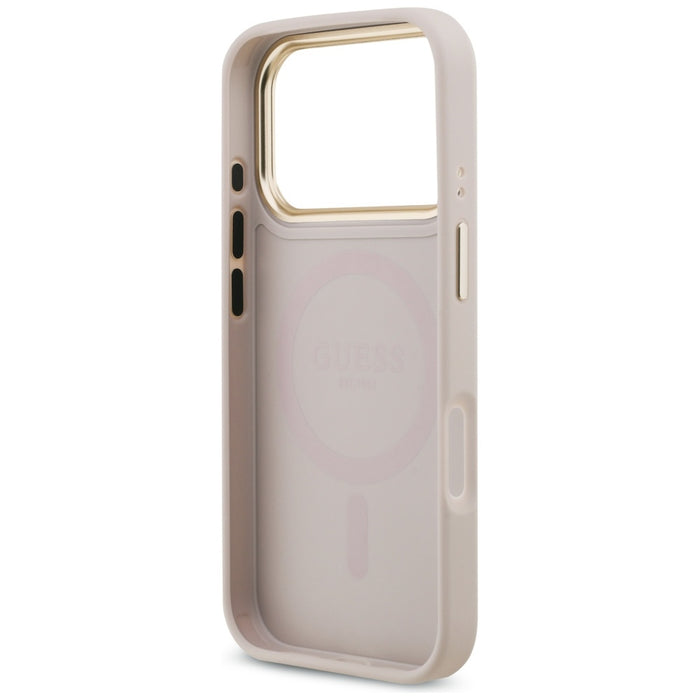 Guess 4G Strass Logo &amp; Big Strap Metal Buttons MagSafe Case for iPhone 17 Pro - Pink