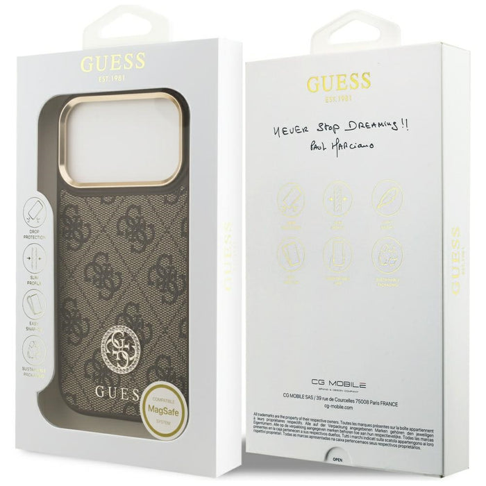 Guess 4G Strass Logo MagSafe case for iPhone 17 Pro - brown