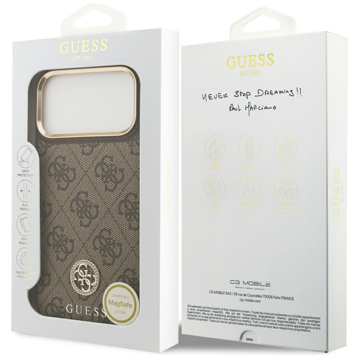 Guess 4G Strass Logo MagSafe Case for iPhone 17 Pro Max - Brown