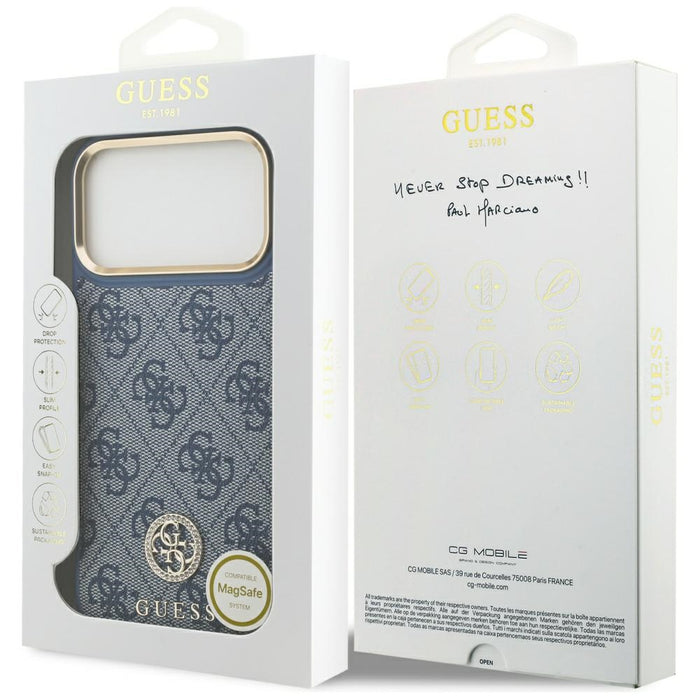 Guess 4G Strass Logo MagSafe Case for iPhone 17 Pro Max - Blue