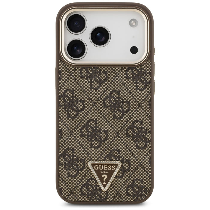 Guess 4G Triangle Logo MagSafe Case for iPhone 17 Pro - Brown and Gold