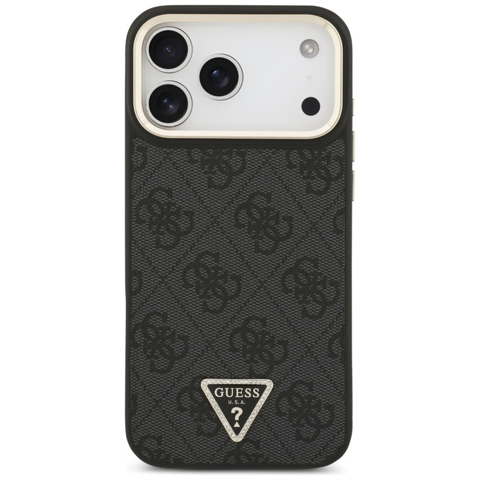 Guess 4G Triangle Logo MagSafe Case for iPhone 17 Pro Max - Black and Gold