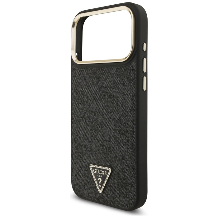 Guess 4G Triangle Logo MagSafe Case for iPhone 17 Pro Max - Black and Gold