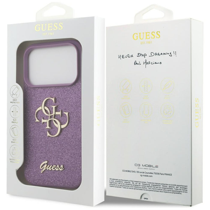 Guess Fixed Glitter Big 4G case for iPhone 17 Pro - purple