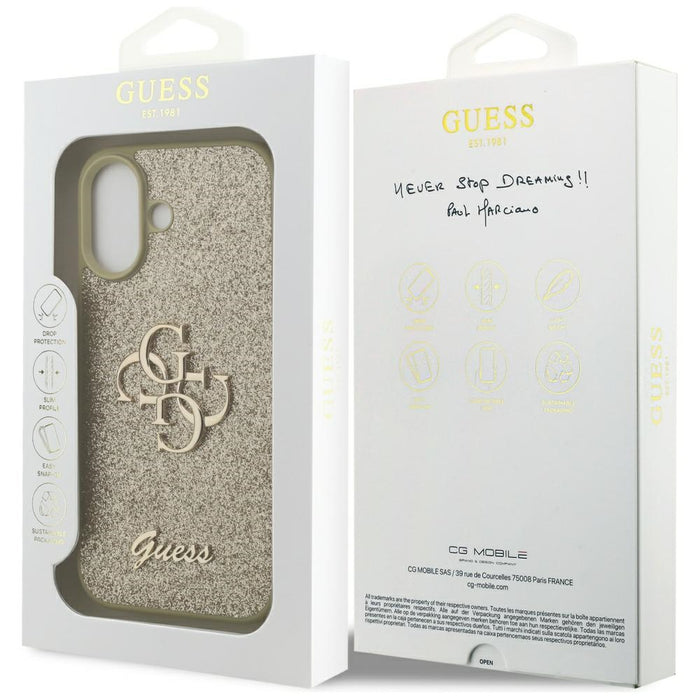 Guess Fixed Glitter Big 4G case for iPhone 17 - gold
