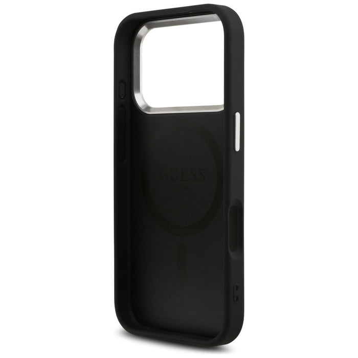 Guess Glitter Triangle Logo MagSafe Case for iPhone 17 Pro - Black