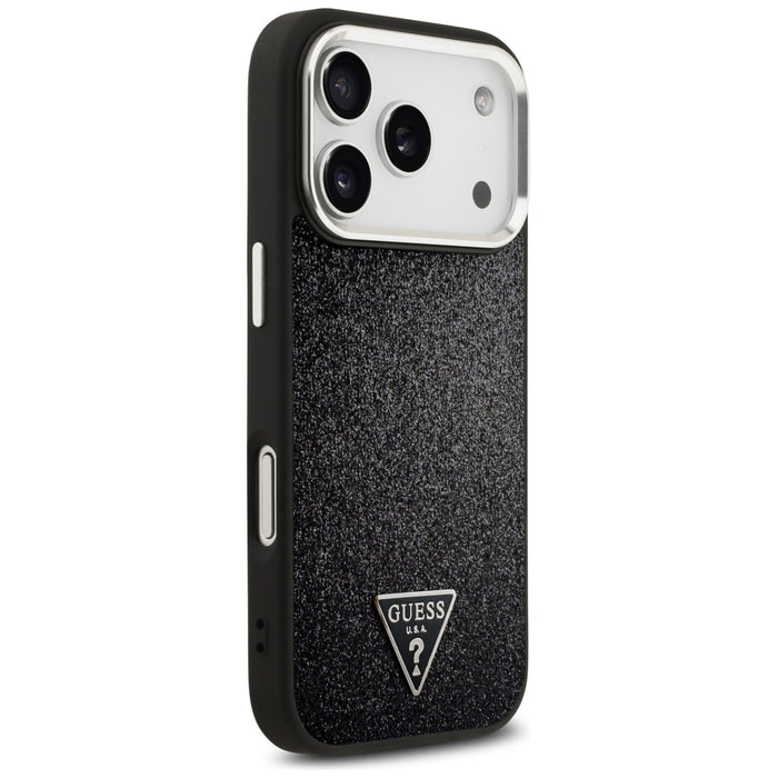 Guess Glitter Triangle Logo MagSafe Case for iPhone 17 Pro - Black