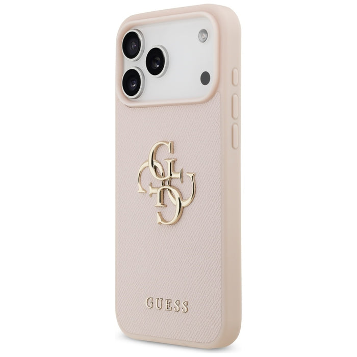 Guess Grained Big 4G &amp; Classic Logo Case for iPhone 17 Pro Max - Pink