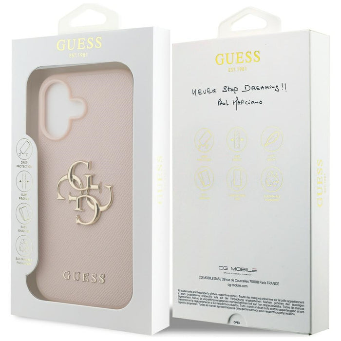 Guess Grained Big 4G &amp; Classic Logo iPhone 17 Case - Pink