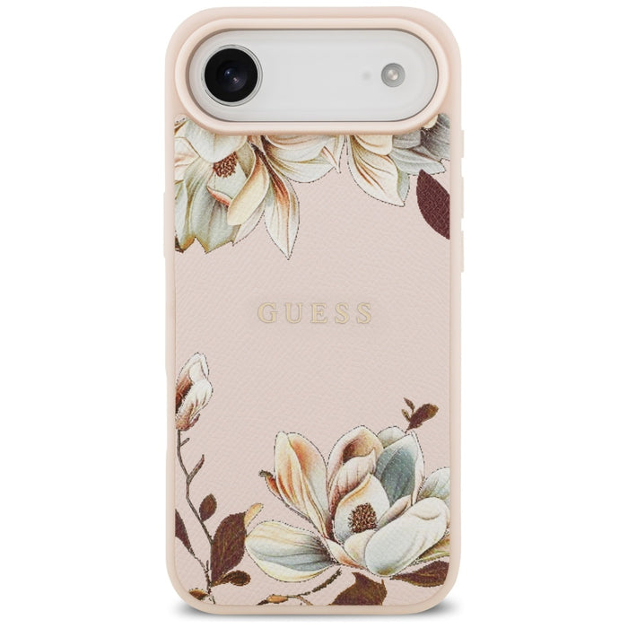 Guess Grained Flowers Classic Logo MagSafe iPhone Air Case - Pink